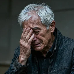 aging war hero weeps for those he hurt, epic, photorealism, iridescent, artgerm