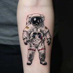 minimal tattoo about a cosmonaut