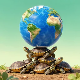 ! dream a stack of turtles beneath the earth, earth on top, earth