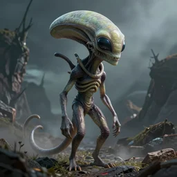 slim slimy looking alien, bulbous eyes, hyper detailed, concept art by rhads, greg manchess, craig mullins, bernie fuchs, walter everett