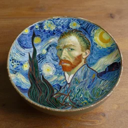 vincent van gogh [ within bowl ]!!! resting on table, trending on artstation, cgsociety, [ overhead view ]!!, 4 k quality, intricately defined, professional photography, complexly detailed, polycount