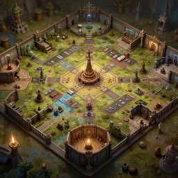 board game, artstation, fantasy style, rooms style, top view dungeons and dragons