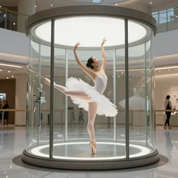 Ballet dancer in the beautiful sophisticated glass machine