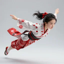 maiko fliying, fluent composition, red white and black, concept art, ambient light, 4 k, intricate details, highly professionally detailed, cgsociety, highly detailed -