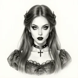 hyper realistic pencil drawing of a goth princess, water color, full portrait, detailed, rim light, diffused, intricate, by anna dittmann