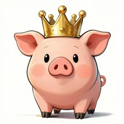concept sketches of a pig wearing a gold crown by jamie hewlett, in the style of megaman