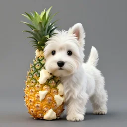 a hybrid pineapple that's mostly a westie puppy, digital art, 4 k, photo realistic
