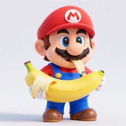 beautiful detailed 3 d matte painting of mario eating 3 bananas by ellen jewett, tomasz alen kopera and justin gerard