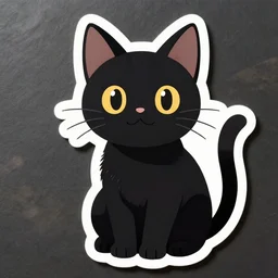 die cut sticker of anime cute smiling black cat