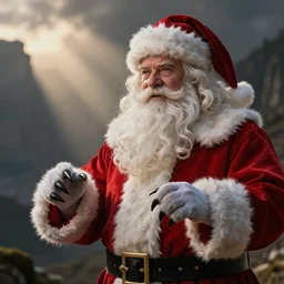 santa with hairy claws