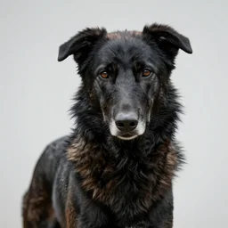 portrait of a black wolfhound, regal, hyper realistic, highly detailed