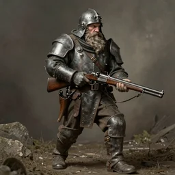 detailed vintage 1 9 1 5 photo of a heavily armored dwarven ww 1 soldier holding a double barreled shotgun in the style of dark fantasy art trending on artstation deviantart pinterest photorealistic hd 8 k highlights and shadow detailed high resolution