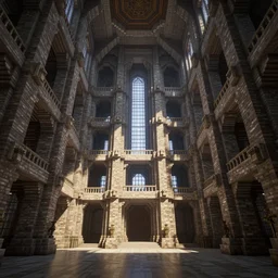 large interior cathedral multiple floors created in minecraft