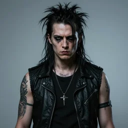 shade the changing man, realistic photo, badass, punk metal, masterpiece, unsettling, 8 k realistic photograph