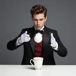 magician performing the cups and balls very realistic