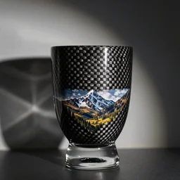 a product photo of a carbon fibre teku glass