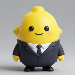 photo of a lemon character, with a business suit on, 24 mm lens