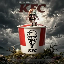 mechanical kfc bucket, horror movie poster