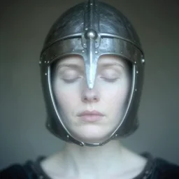 very blurry!!!!!!!!, medieval helm!!!!!!!, out of focus!!!!! photorealistic portrait of a beautiful pale woman by saul leiter, very blurry, translucent white skin, closed eyes, foggy, pale lips