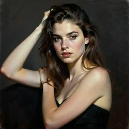 lea seydoux painted by picasso, aristocratic pose, high contrast, painting, portrait