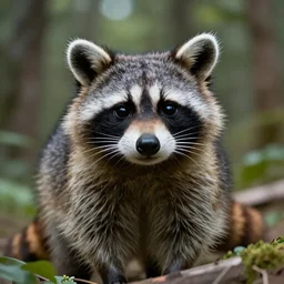 cute raccoon in the forest, closeup, trending on artstation, 35mm, by Noah Bradley