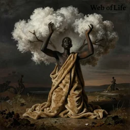 web of life, by asaf hanuka, by caspar david friedrich, by wangechi mutu, by zdzisław beksinski, divine, powerful, accent lighting, cotton, corduroy, a trapped soul