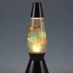 lava lamp, product photography, filled with boulder opal
