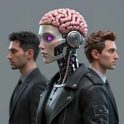 3 d render sinister cerebral robot detective with profile picture by luis toledo and alex grey and beeple. neosurrealism. digital art, pixel art, concept art, octane render, trending on cgsociety, trending on artstation