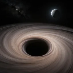 falling into the event horizon of a black hole unscathed, view of the universe, all time passing in a single instant