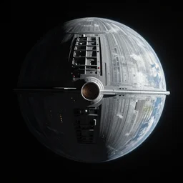 the star wars death star in orbit around the planet earth