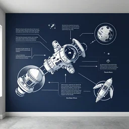 allen wall mural with instructions on space travel, intelligent arrangement, trending on artstation, octane render
