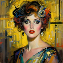 Art Deco woman basquiat style
