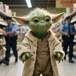 CCTV footage of Yoda stealing king from a supermarket, running from the police