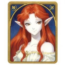 portrait painting of a elf in a nightgown, cute, white skin, red hair, smirk, high fantasy, dnd, extremely detailed, smoot, sharp focus, art nouveau, by rossdraws, genzoman, sakimichan, collectable card art