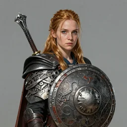 Katniss Everdeen Viking shieldmaiden, digital portrait by Yoji Shinkawa and Greg Rutkowski, intricate, detailed, sharp focus, matte painting, trending on ArtStation