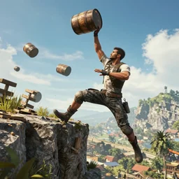 vas from far cry 3 throws a barrel off a cliff