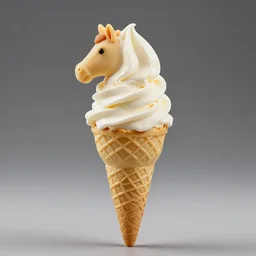 epic professional studio photo, horse shaped ice cream cone