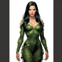 peter mohrbacher, phil noto comicbook cover art, elizabeth olsen as poison ivy clothed in vines