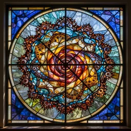 The Mandelbrot fractal in a stained glass window.