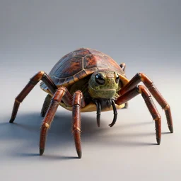 a spider with a turtle head, hyper detailed, digital art, trending in artstation, cinematic lighting, studio quality, smooth render, unreal engine 5 rendered, octane rendered