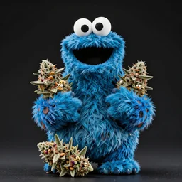 meth head cookie monster, 4 k, high detail, high - resolution photograph, professional photography, ultra - detail