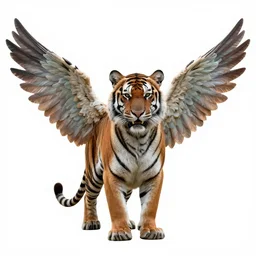 A tiger with pegasus wings, 4k, ultra realistic, detailed