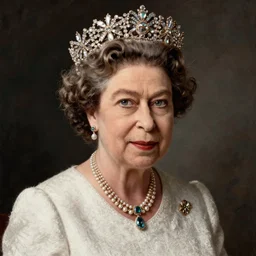 a renaissance oil painting portrait if queen elizabeth ii