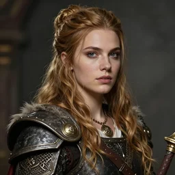 Realistic recreation of a female viking from the XVI century as a League of Legends characte, realism, perfect face