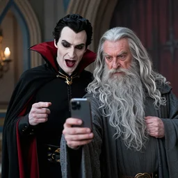 Gandalf, the gray takes a selfie with count Dracula