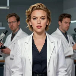 Scarlett Johansson as a mad scientist, elegant, highly detailed, centered, digital painting, artstation, concept art, smooth, sharp focus, illustration, art by artgerm and donato giancola and Joseph Christian Leyendecker, WLOP