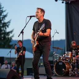 dave matthews band performing at dusk at the gorge amphitheatre in washington state