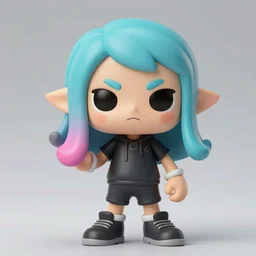 stylized splatoon vinyl figure, figure photography, high details