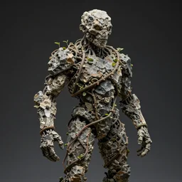 a humanoid creature made of rock and held together by vines