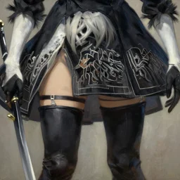 portrait of a beautiful 2 b, nier automata jodhpurs greg manchess painting by sargent and leyendecker, studio ghibli fantasy close - up shot asymmetrical intricate elegant matte painting illustration hearthstone, by greg rutkowski by greg tocchini by james gilleard